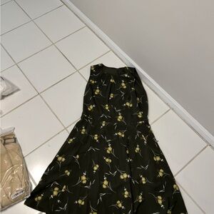 Banana Republic Black and Yellow Floral A-Line Skirt